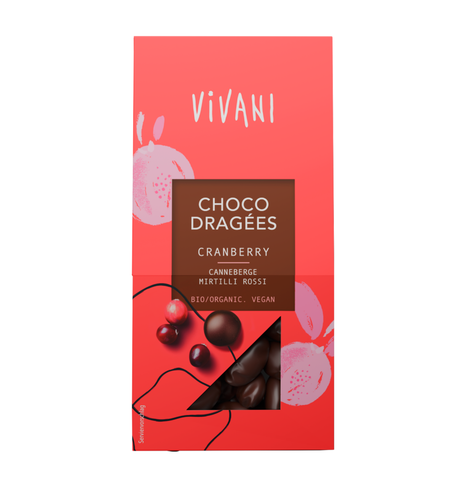 Vivani Choco Dragées Cranberry